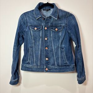 Talbots Women Blue Denim Jean Jacket Petite Cotton Stretch Casual Classic